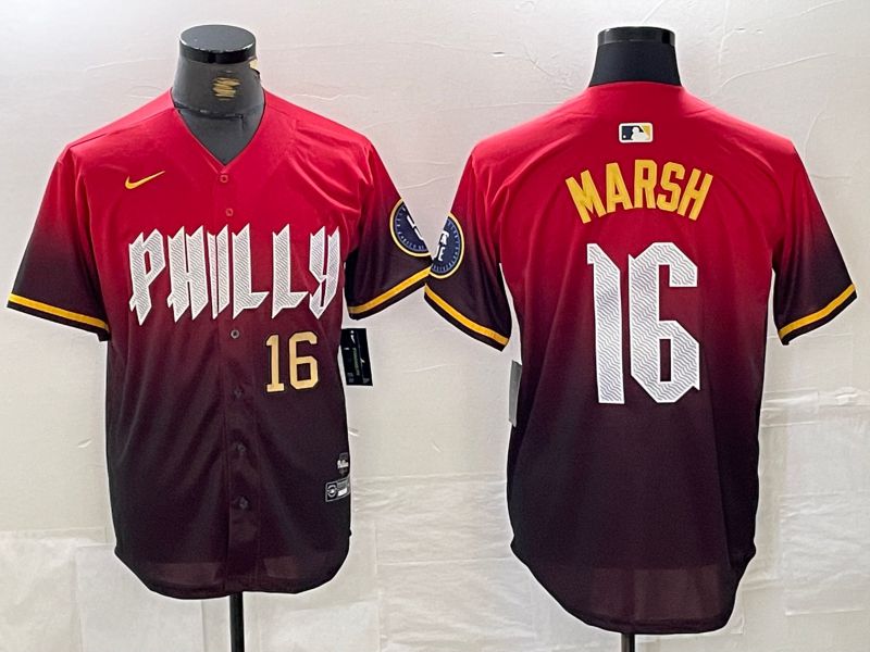 Men Philadelphia Phillies #16 Marsh Red City Edition Nike 2024 MLB Jersey style 2->->